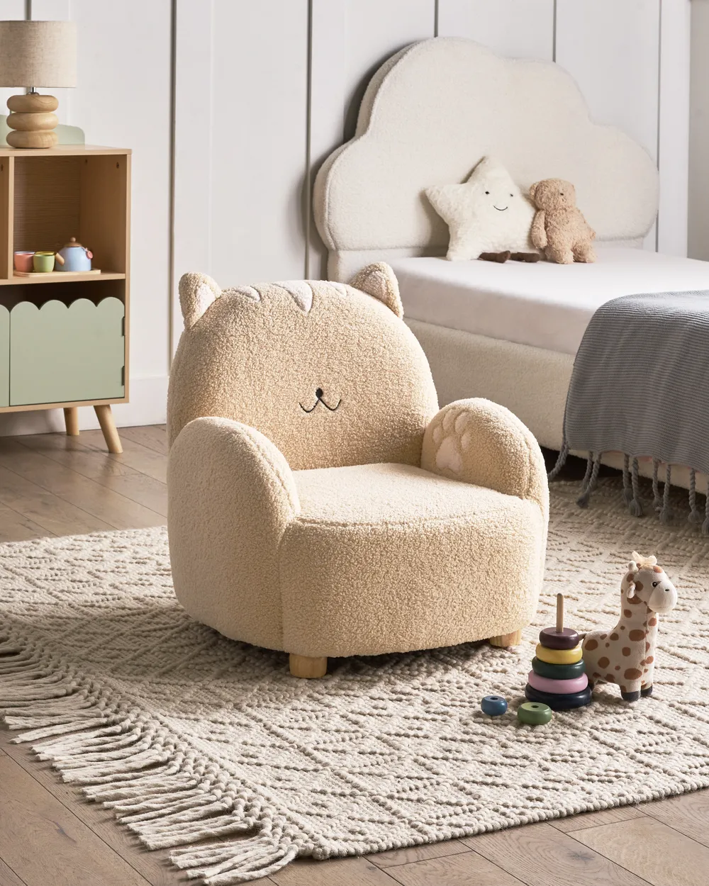 Kids Armchair Cat ZOAR Boucle Beige