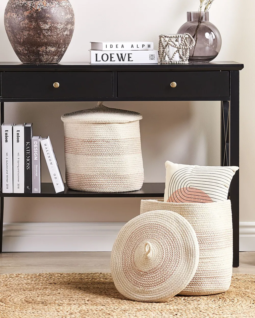 Set of 2 Baskets SILOPI Cotton Light Beige