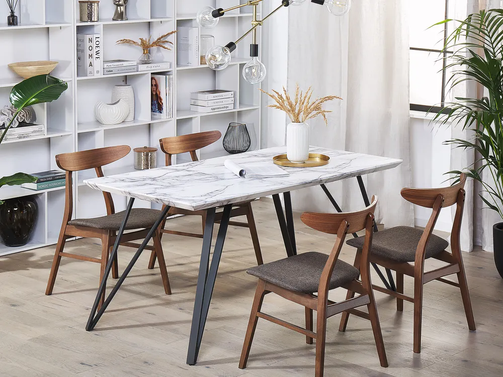 Dining Table MOLDEN Marble/ Black 150 cm 80 cm