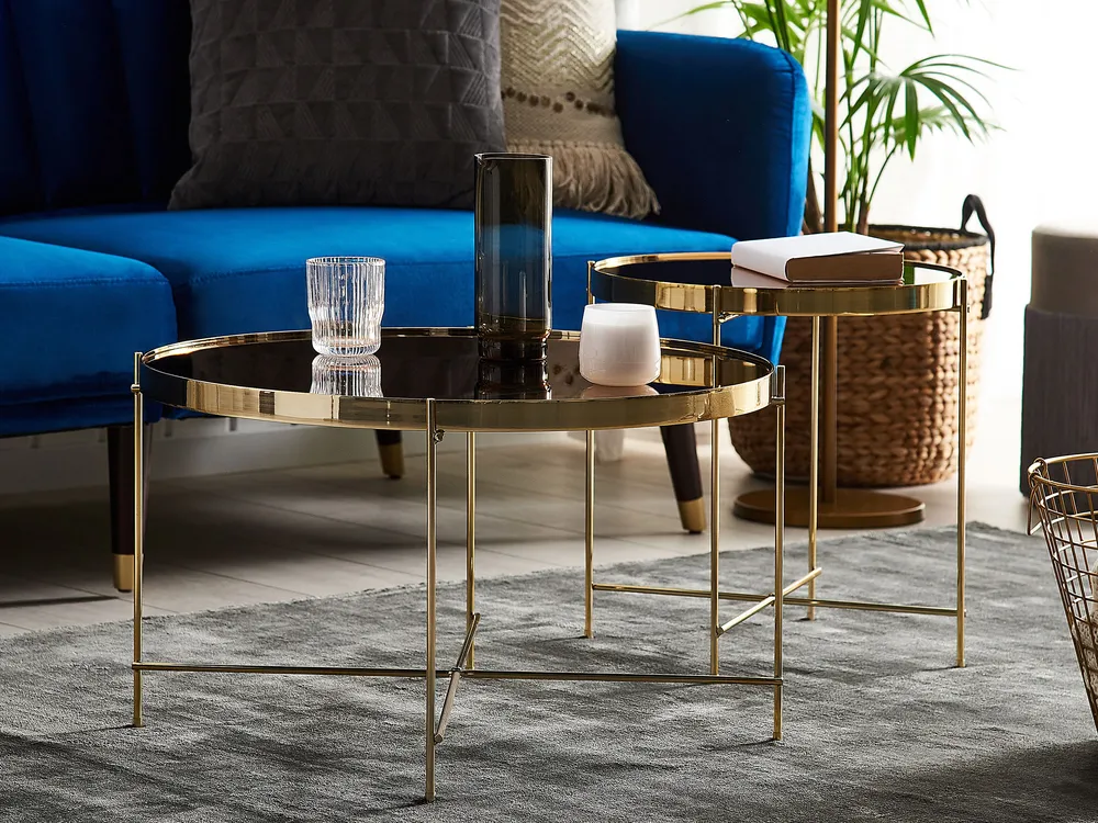 Side Table LUCEA Tempered Glass Gold_771230