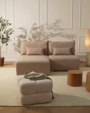 Modular Corner Sofa NERBO Boucle Brown Left Hand_1043435
