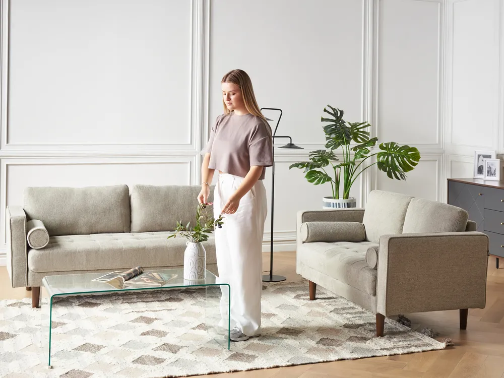 Sofa 2 Seater NURMO Fabric Taupe_943645