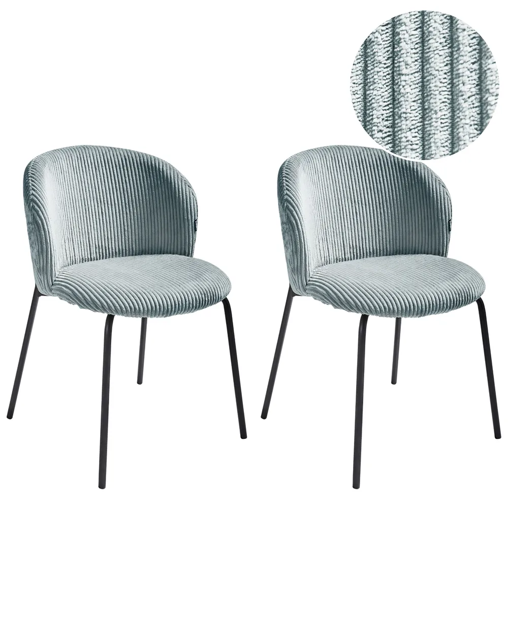 Set of 2 Dining Chairs MILES Corduroy Light Blue