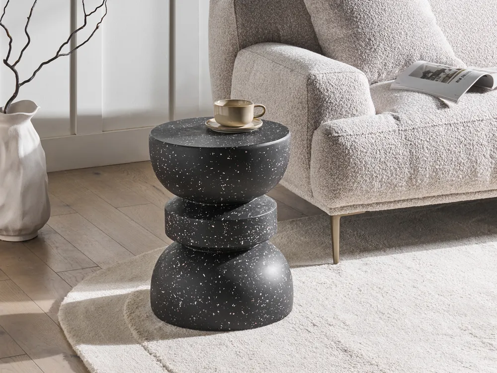 Side Table FALIRO 37 cm 37 cm Terrazzo Effect Black_1043475
