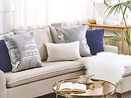 Set of 2 Decorative Cushions OUJDA 50 x 50 cm Cotton Silver Geometric Pattern_1183434
