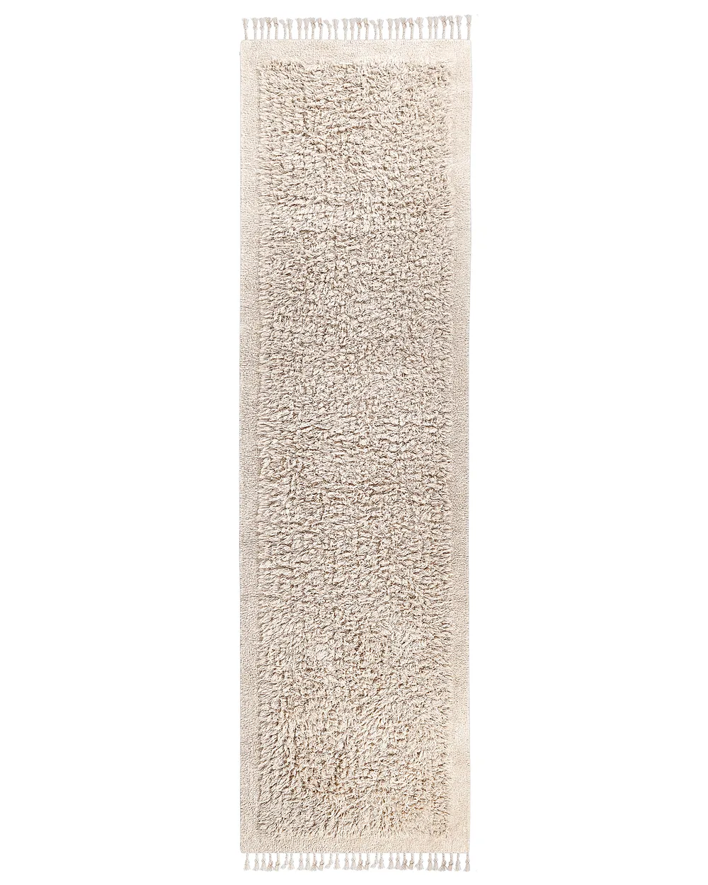 Cotton Shaggy Area Rug Light Beige BITLIS Various Sizes
