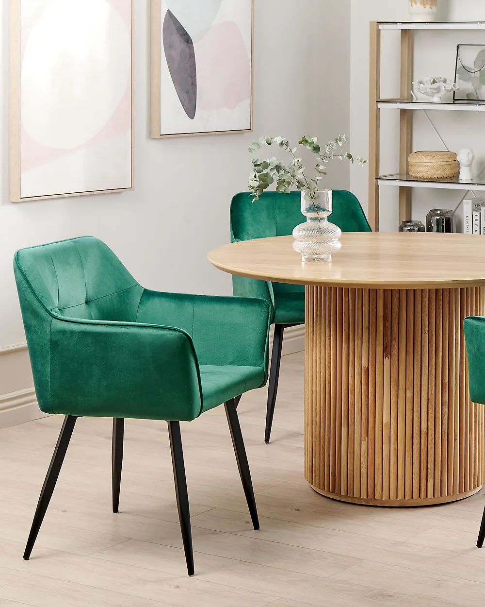 Set med 2 matstolar JASMIN Sammet Smaragdgrön_1187350