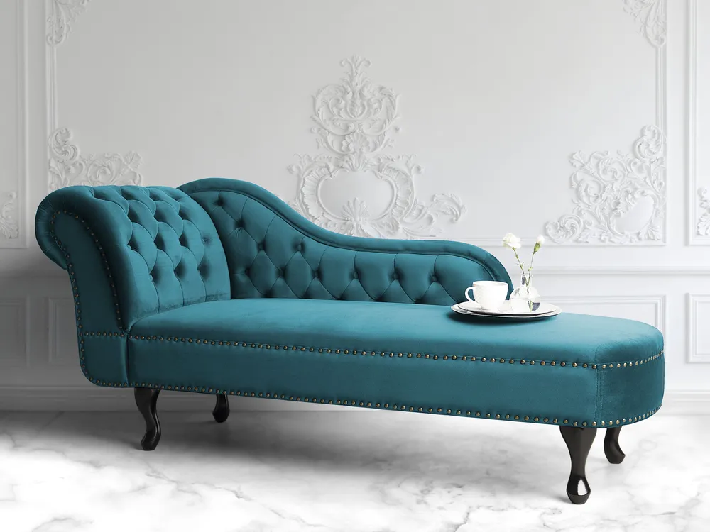 Left-Hand Chaise Longue NIMES Velvet Teal