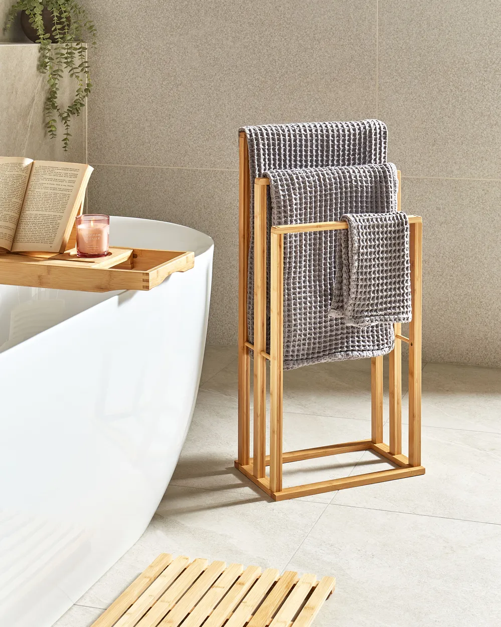 Towel Stand TUPELO Bamboo Light Brown