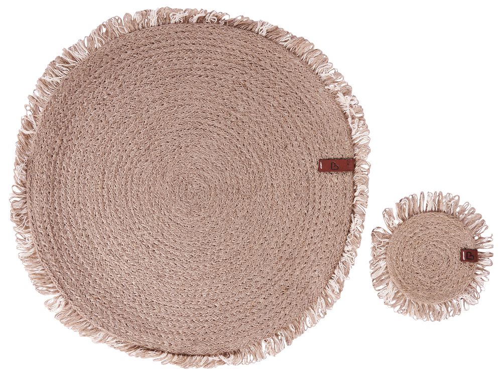Bordstabletter och glasunderlägg 12-pack RIBBERY Jute Naturlig