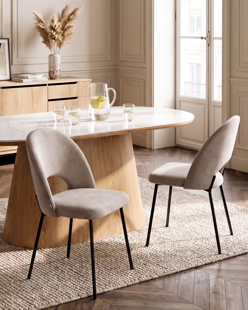 Ruokatuolisetti 2 kpl COVELO Sametti Ruskeanharmaa