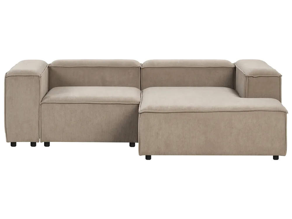 Modular Corner Sofa 2 Seater ARDAL with Ottoman Corduroy Light Brown Left Hand_940670