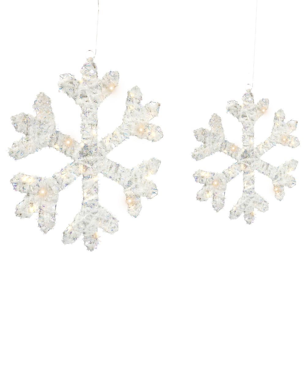 Set of 2 Christmas Decorations LED GURRE 40/50 cm Snowflake White