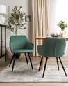 Set of 2 Dining Chairs CASMALIA Velvet Dark Green