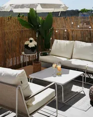 Garden Sofa Set 5 Seater VENARIA with Tables Metal Beige/ White_1085665