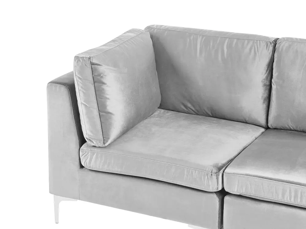Modular Corner Sofa 4 Seater EVJA with Ottoman Velvet Grey Right Hand_789093
