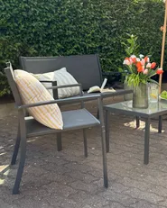 Garden Lounge Set with Table 4 Seater TAVOLETO Metal Dark Grey_1146792