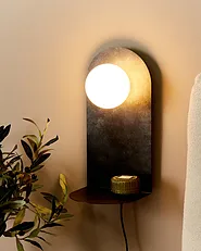 Wall Lamp MAPI with Shelf Metal Graphite Grey_1153828