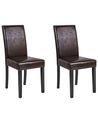 Set of 2 Dining Chairs BROADWAY Faux Leather Dark Brown