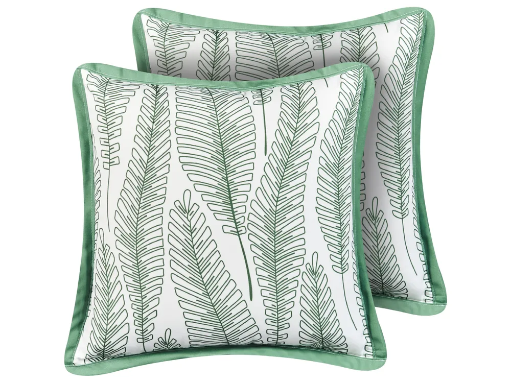 Set of 2 Outdoor Cushions MEADOW Plant Pattern 45 x 45 cm Green