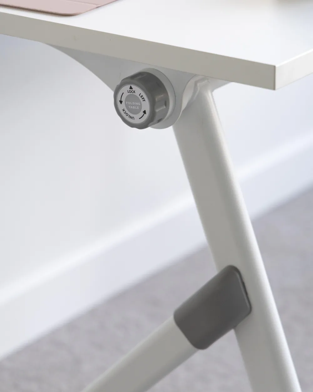 Foldable Office Desk BENDI 120 cm 60 cm with Wheels White_1039255