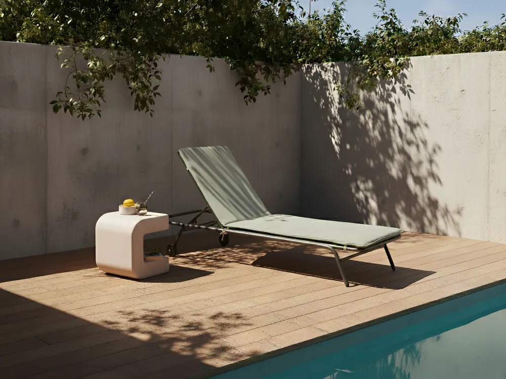 Sun Lounger VOLTERRA Reclining Metal Green