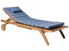 Sun Lounger with Cushion CESANA PREMIUM Reclining Acacia Wood Blue