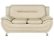 Sofa 2 Seater LEIRA Faux Leather Beige_1058697