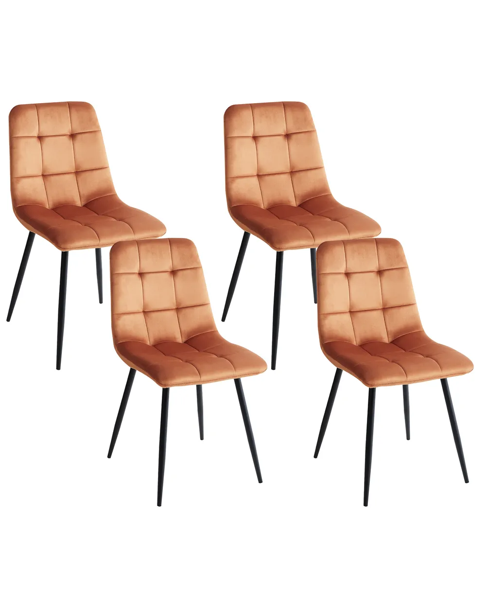 Set of 4 Dining Chairs POWELL Velvet Orange