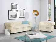 Sohvaryhmä 4-istuttava CHESTERFIELD Nahka Vaaleanbeige_769334