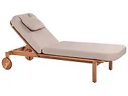 Sun Lounger with Cushion LATERZA  Reclining Certified Acacia Wood Taupe_1165871