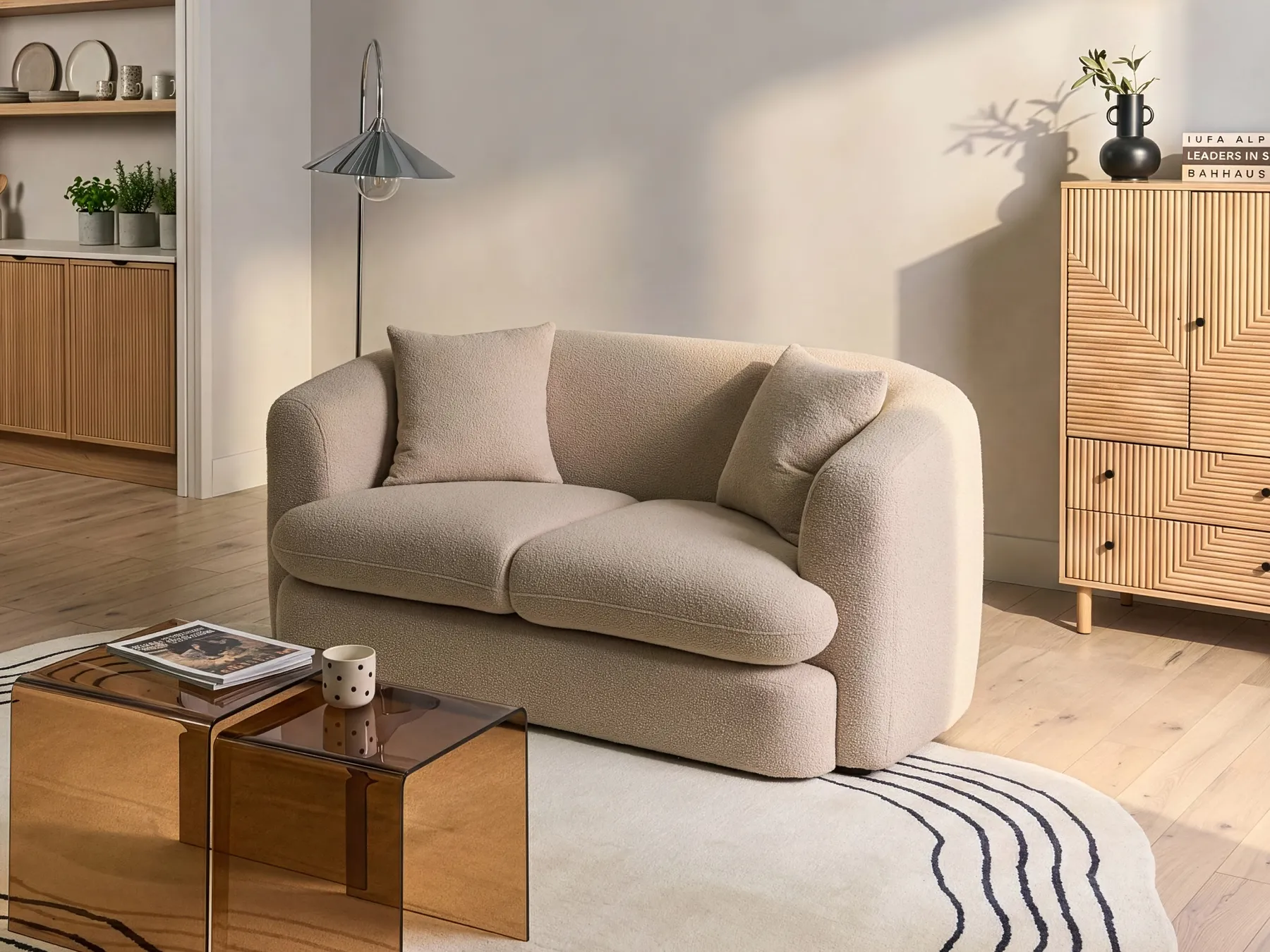 Soffa 2-sits HUSBY Bouclé Beige_1057417