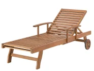 Sun Lounger with Cushion JAVA PREMIUM Reclining Acacia Wood Blue_1070442