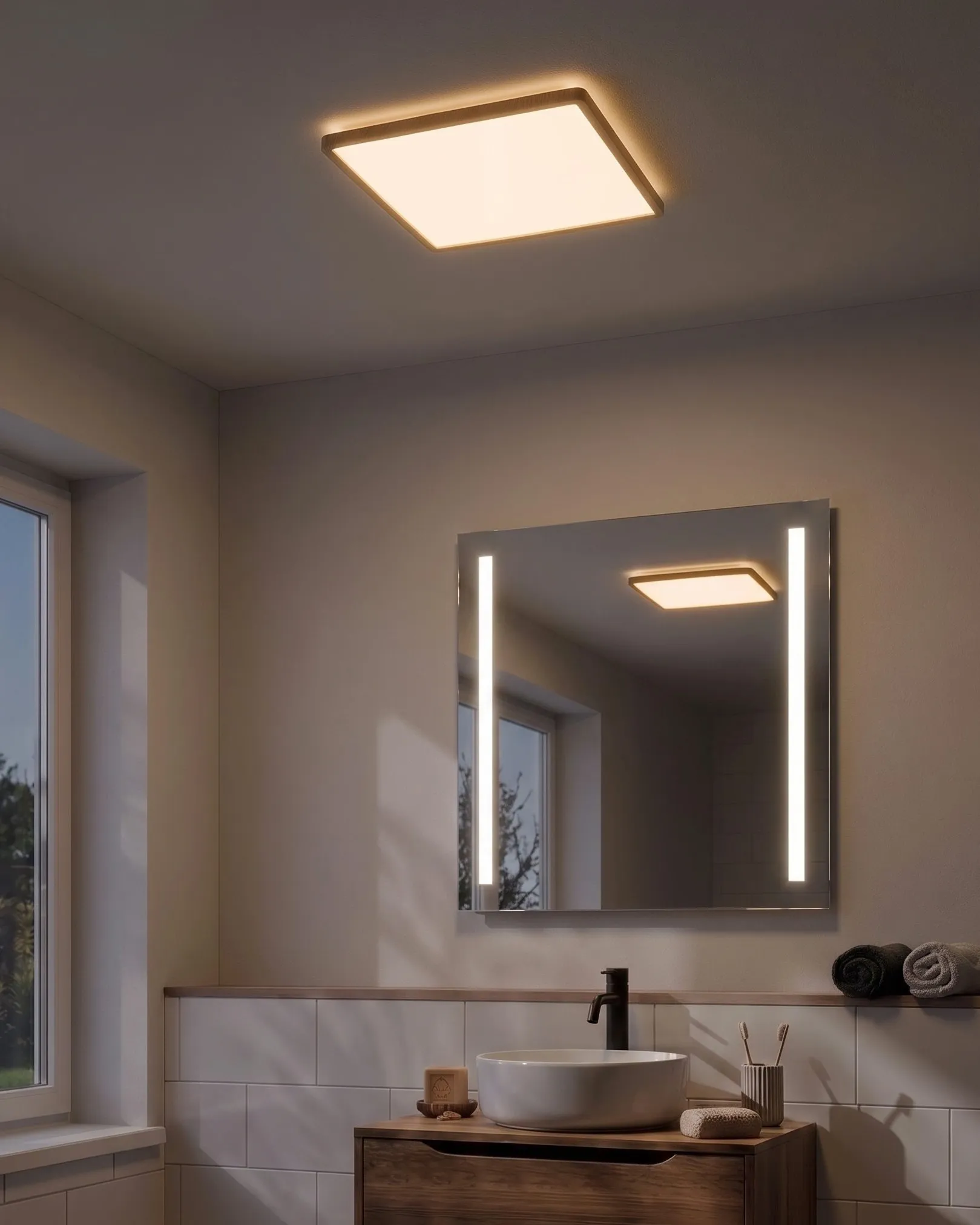 LED Ceiling Lamp TIVORA with Remote with Dimmer Light Brown_1131258
