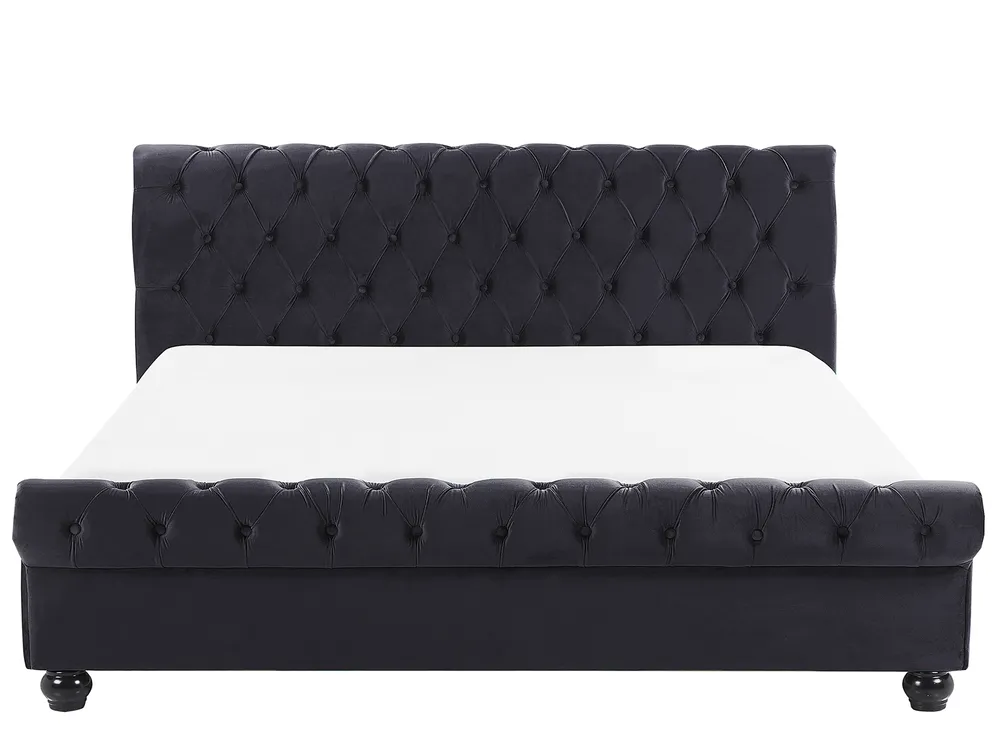 Bed Velvet AVALLON 180 x 200 cm (EU Super King) Black_694676