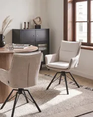 Ruokatuoli pyörivä ANNEBERG Chenille Luonnonvalkoinen/beige_1086512