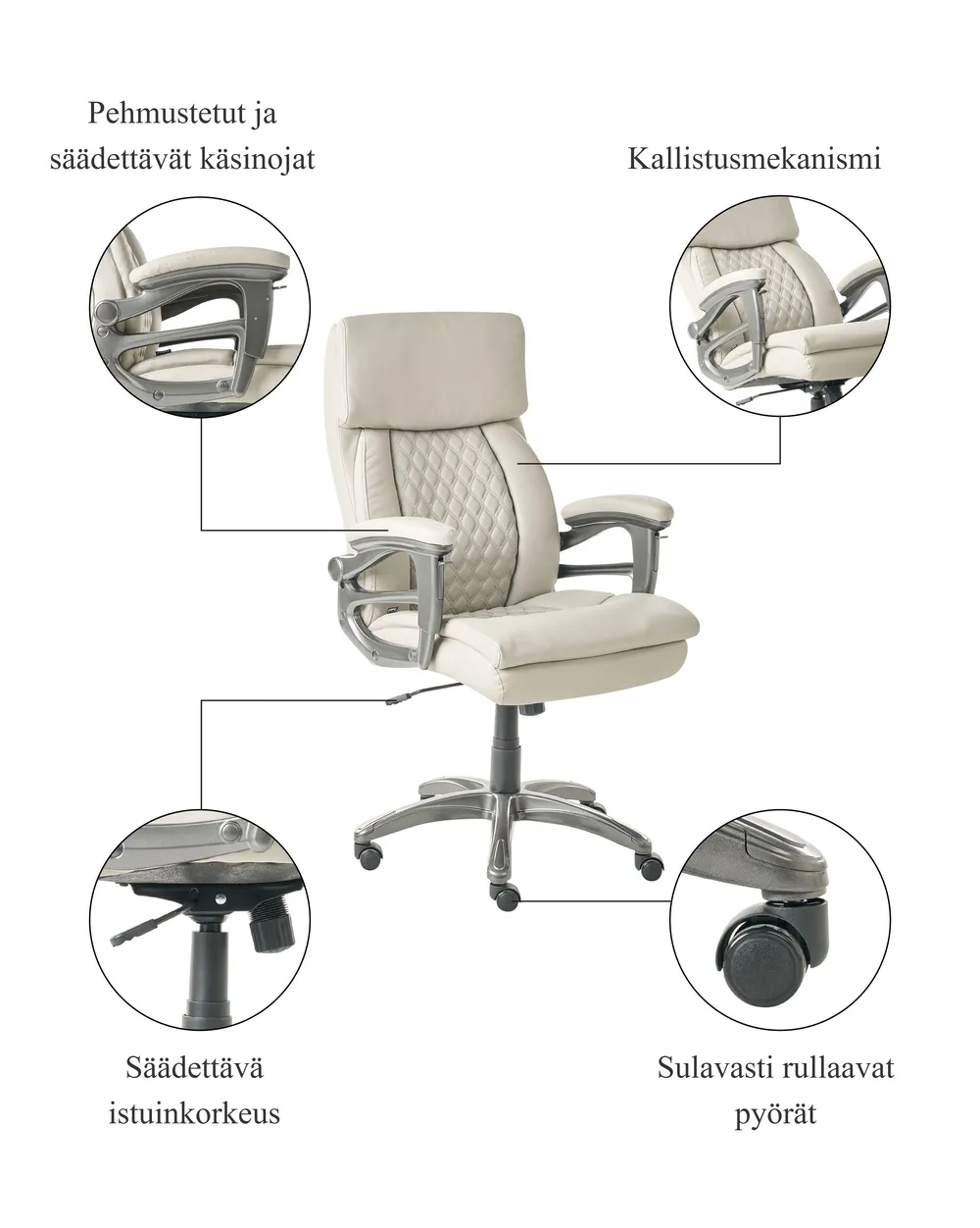 Johtajatuoli GALLANT Keinonahka Beige_995385