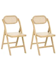 Set of 2 Dining Chairs Folding ORAISON Bamboo Light Brown_1048946