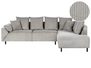 Corner Sofa 4 Seater LUNNER Corduroy Light Grey Left Hand_961077