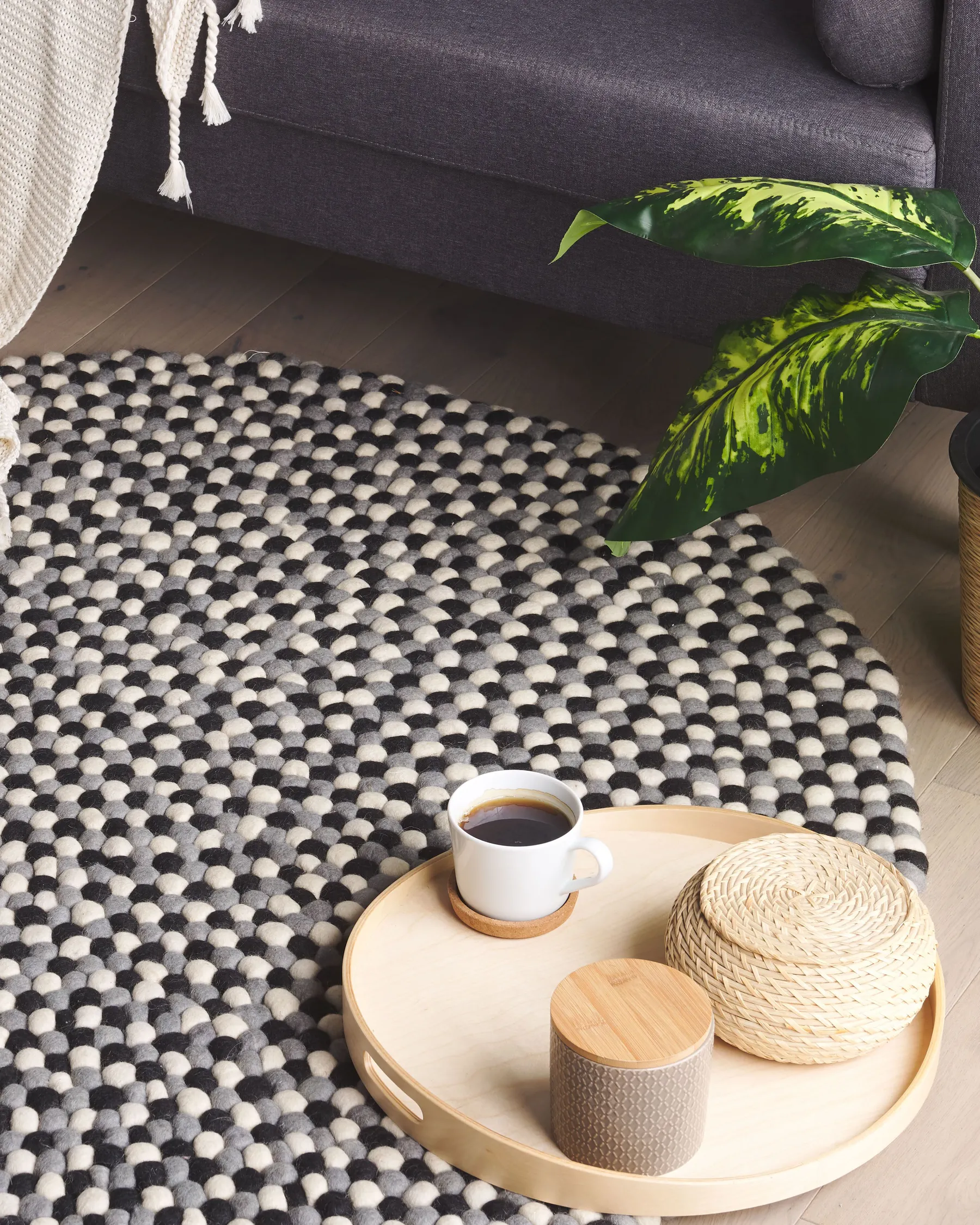 Rug PENEK Multicolour ø 140 cm Wool_780566