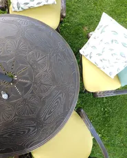 Garden Dining Set 4 Seater SAPRI with Parasol (16 Options) Metal Dark Brown_1016913