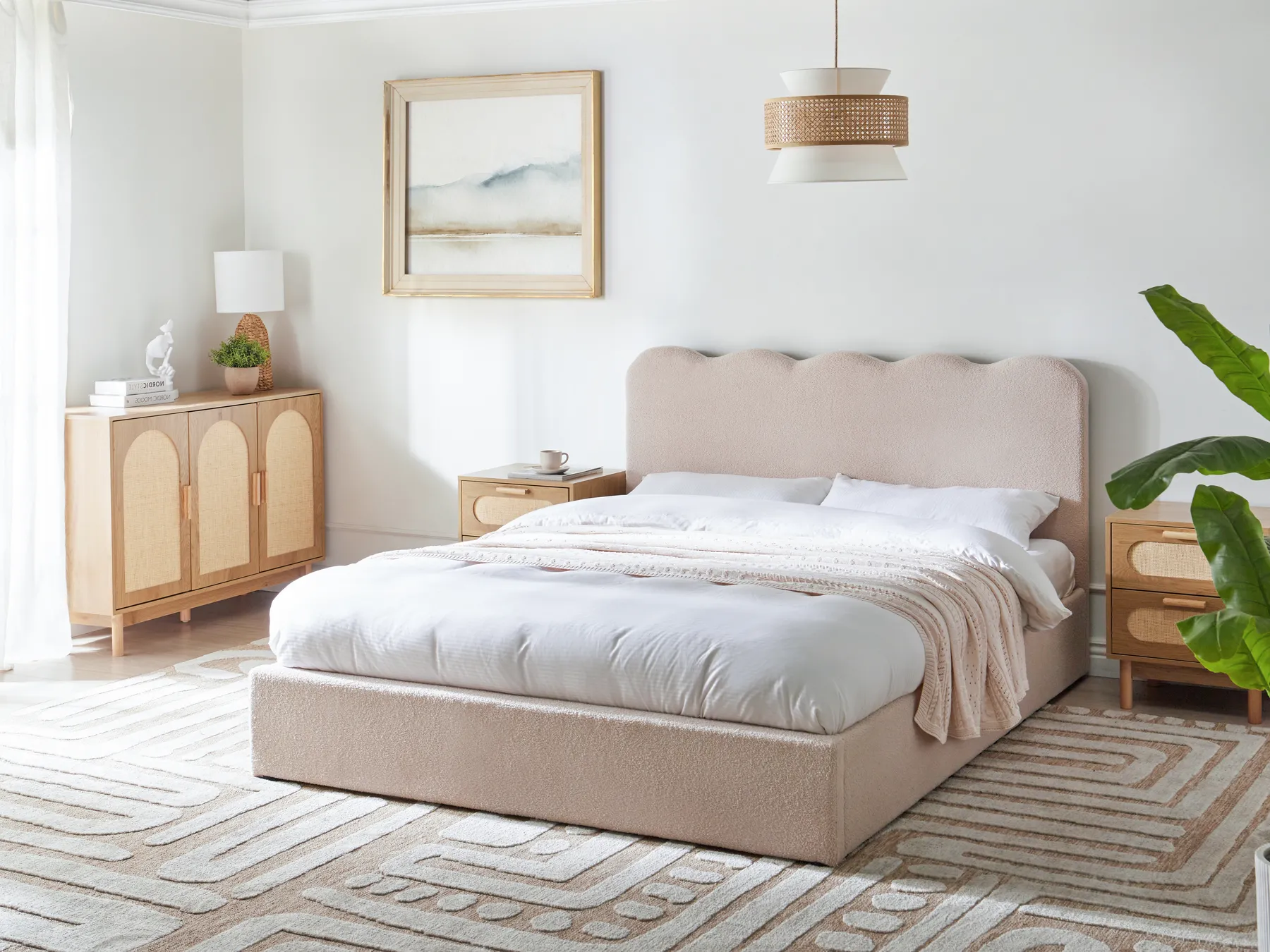 Ottoman Bed NANTERRE Boucle Beige 160 x 200 cm (EU King Size)_1019633
