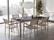 Trädgårdsmatgrupp 6-sits GROSSETO Härdat glas Svart/ Beige_1105770