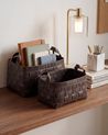 Set of 2 Baskets SIPPAR Faux Leather Dark Brown