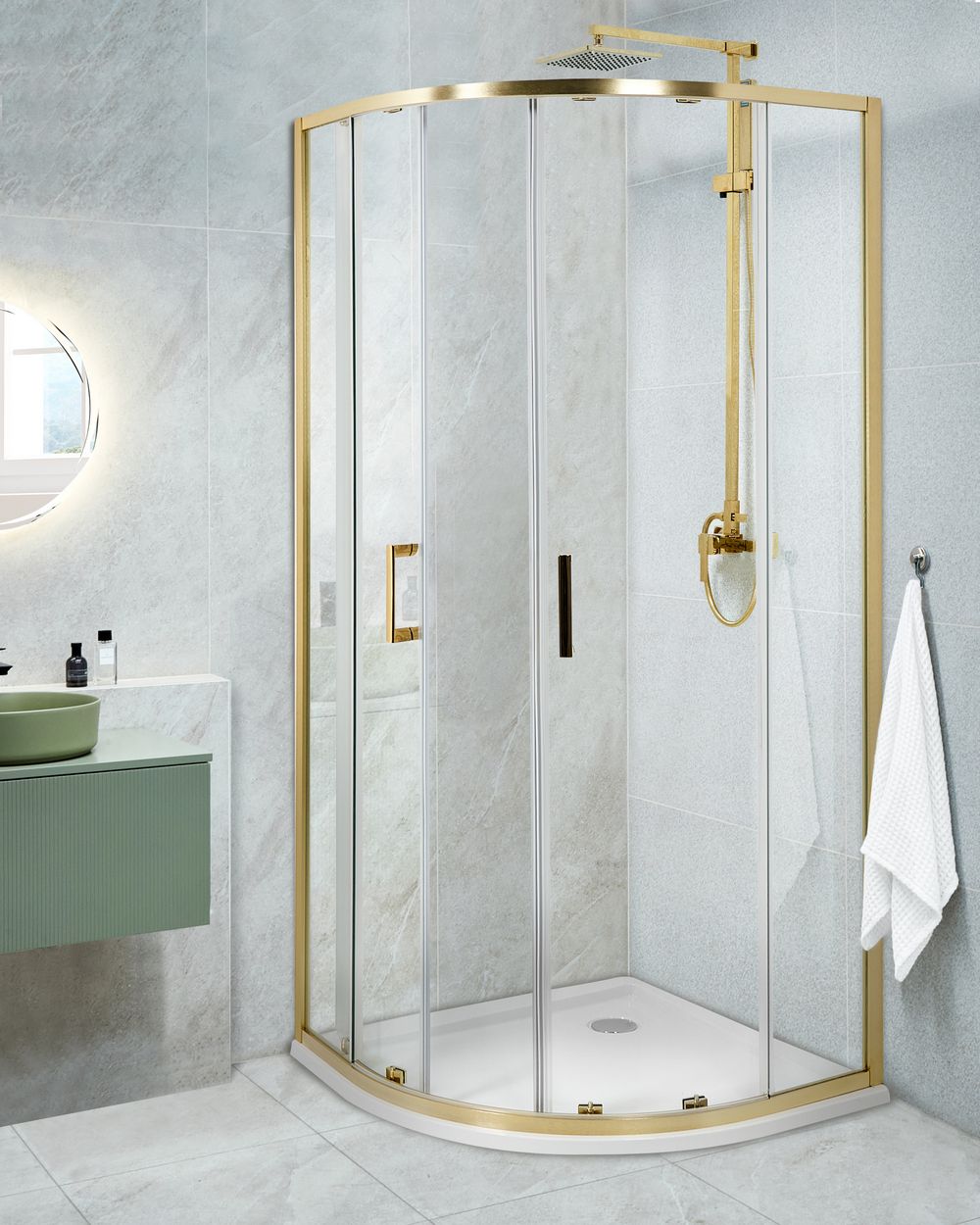 Duschväggar JUKATAN 900 x 900 x 1850 mm Guld