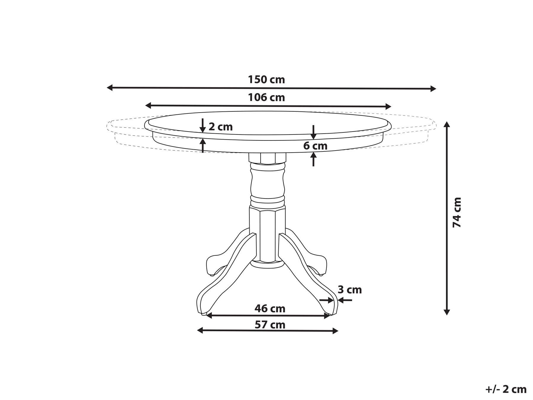 Jatkettava ruokapöytä AKRON Musta 106/150 cm 106 cm_927580
