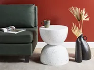 Side Table CAORIA 40 cm 40 cm Terrazzo Effect White_918796