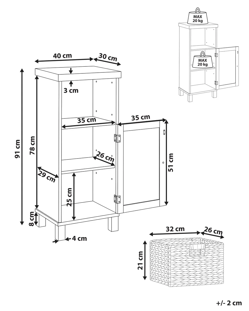 Bathroom Cabinet PACLLON 40 cm White_1109760