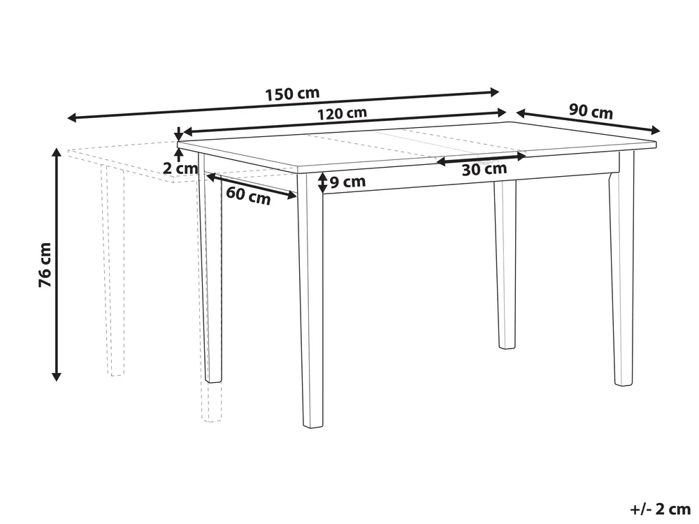 Jatkettava ruokapöytä HOUSTON Vaaleanruskea/valkoinen 120/150 cm 90 cm Mänty_1070985