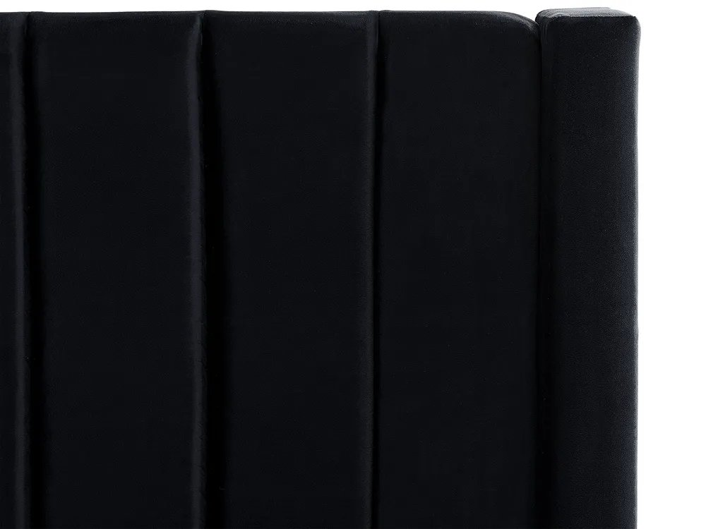 Bed with Storage Bench NOYERS Velvet Black 180 x 200 cm (EU Super King)_834588